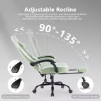 Bestier Gaming Chair with Lumbar Support, Office Chair with Adjustable Height, Armrests and Headrests, 360 Rotating Wheels