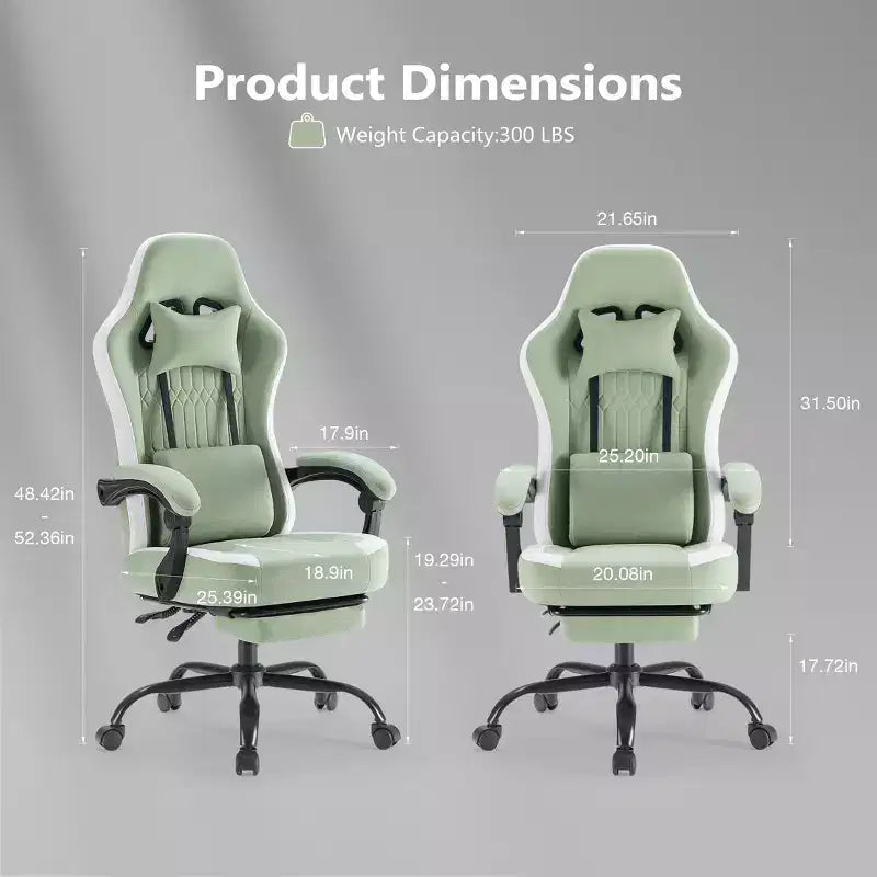 Bestier Gaming Chair with Lumbar Support, Office Chair with Adjustable Height, Armrests and Headrests, 360 Rotating Wheels