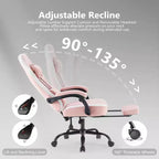 Bestier Gaming Chair with Lumbar Support, Office Chair with Adjustable Height, Armrests and Headrests, 360 Rotating Wheels