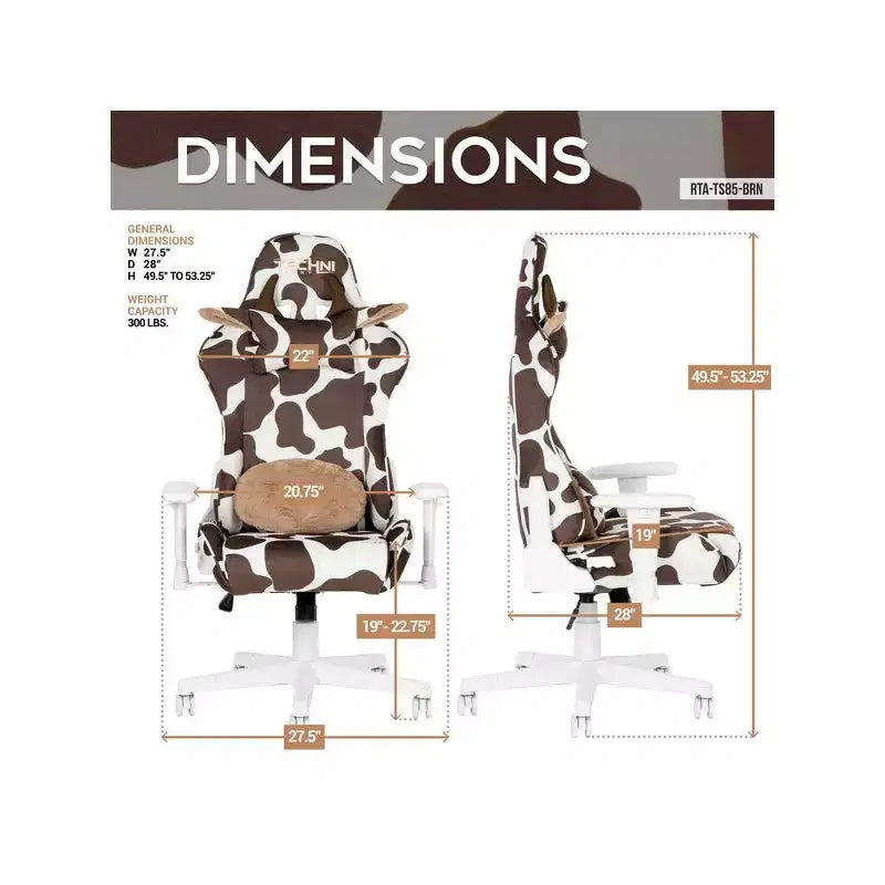 TS85 Brown COW Series Gaming Chair