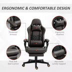 Racing Gaming Chair Diamond PU Leather Office Gamer Chair High Back Swivel Recliner with Footrest, Lumbar Support, Adjustable Height