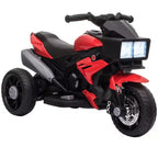 Kids Electric Motorcycle Ride-On with Headlights Music and Three-Wheel Stability Red