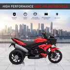 Kids Electric Motorcycle Ride-On with Headlights Music and Three-Wheel Stability Red