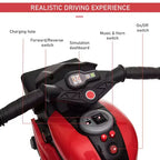 Kids Electric Motorcycle Ride-On with Headlights Music and Three-Wheel Stability Red
