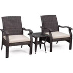 Balkene Home 63362 Miles Conversation Wicker Set Dark Brown Outdoor Bistro Set with 2 Chairs & End Table with Glass Top - Mocha Finsh - 3 Piece Set