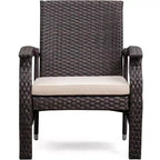 Balkene Home 63362 Miles Conversation Wicker Set Dark Brown Outdoor Bistro Set with 2 Chairs & End Table with Glass Top - Mocha Finsh - 3 Piece Set