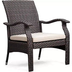 Balkene Home 63362 Miles Conversation Wicker Set Dark Brown Outdoor Bistro Set with 2 Chairs & End Table with Glass Top - Mocha Finsh - 3 Piece Set