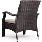 Balkene Home 63362 Miles Conversation Wicker Set Dark Brown Outdoor Bistro Set with 2 Chairs & End Table with Glass Top - Mocha Finsh - 3 Piece Set