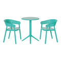 WestinTrends Playa 3-Piece Outdoor Resin Patio Bistro Table Set with Stackable Patio Dining Side Chairs, Turquoise