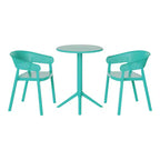 WestinTrends Playa 3-Piece Outdoor Resin Patio Bistro Table Set with Stackable Patio Dining Side Chairs, Turquoise