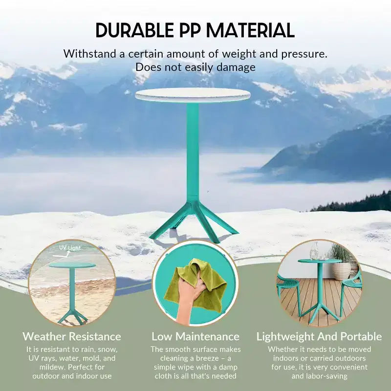 WestinTrends Playa 3-Piece Outdoor Resin Patio Bistro Table Set with Stackable Patio Dining Side Chairs, Turquoise