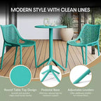 WestinTrends Playa 3-Piece Outdoor Resin Patio Bistro Table Set with Stackable Patio Dining Side Chairs, Turquoise