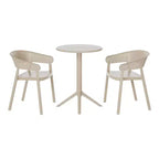 WestinTrends Playa 3-Piece Outdoor Resin Patio Bistro Table Set with Stackable Patio Dining Side Chairs, Sand