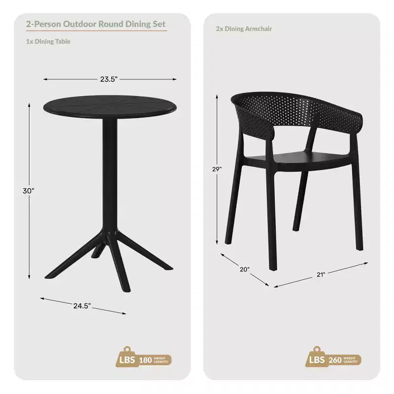 WestinTrends Playa 3-Piece Outdoor Resin Patio Bistro Table Set with Stackable Patio Dining Side Chairs, Sand