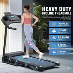 KRISRATE Treadmill with Incline, 3.5HP Smart Portable Folding Treadmill for Home, Running Machine with Smart Fitness Tracking, Silent Shock Absorption