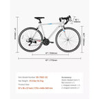21-Speed Carbon Steel Road Bike with Shimano Drivetrain 700x25C Tires Drop-Bar Commuter Bicycle