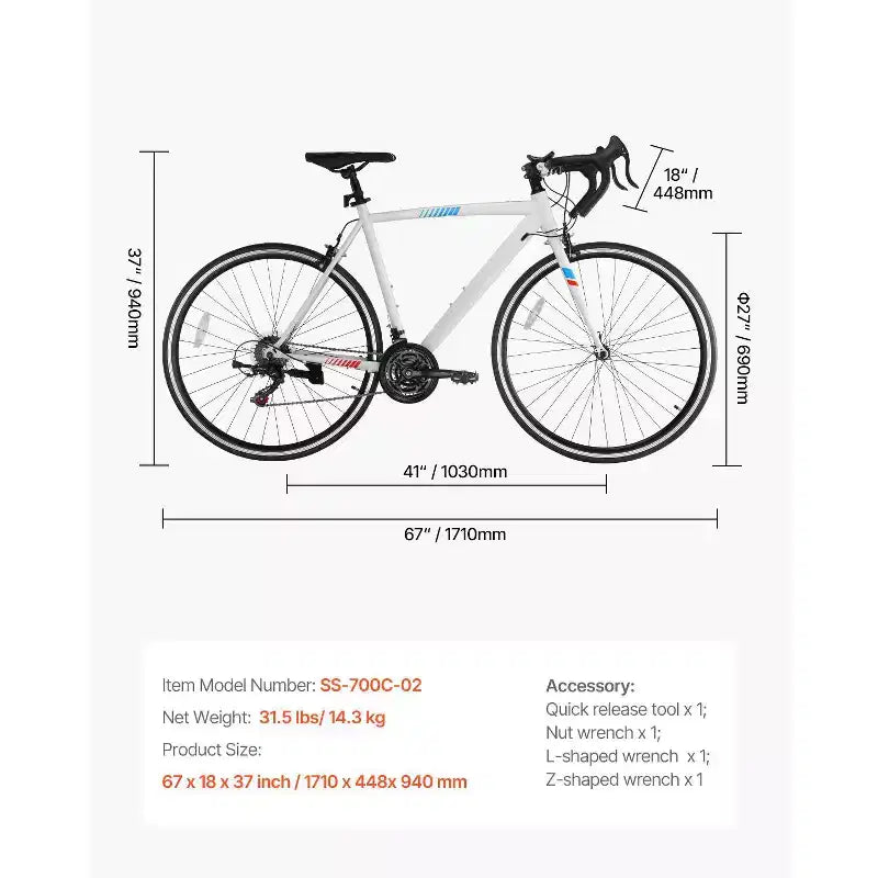 21-Speed Carbon Steel Road Bike with Shimano Drivetrain 700x25C Tires Drop-Bar Commuter Bicycle