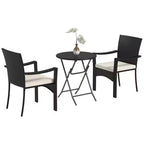 Outdoor Patio Wicker Bistro Furniture Set with Cushions, for Porch, Garden
