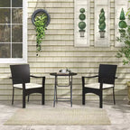 Outdoor Patio Wicker Bistro Furniture Set with Cushions, for Porch, Garden