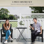 Outdoor Patio Wicker Bistro Furniture Set with Cushions, for Porch, Garden