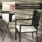 Outdoor Patio Wicker Bistro Furniture Set with Cushions, for Porch, Garden