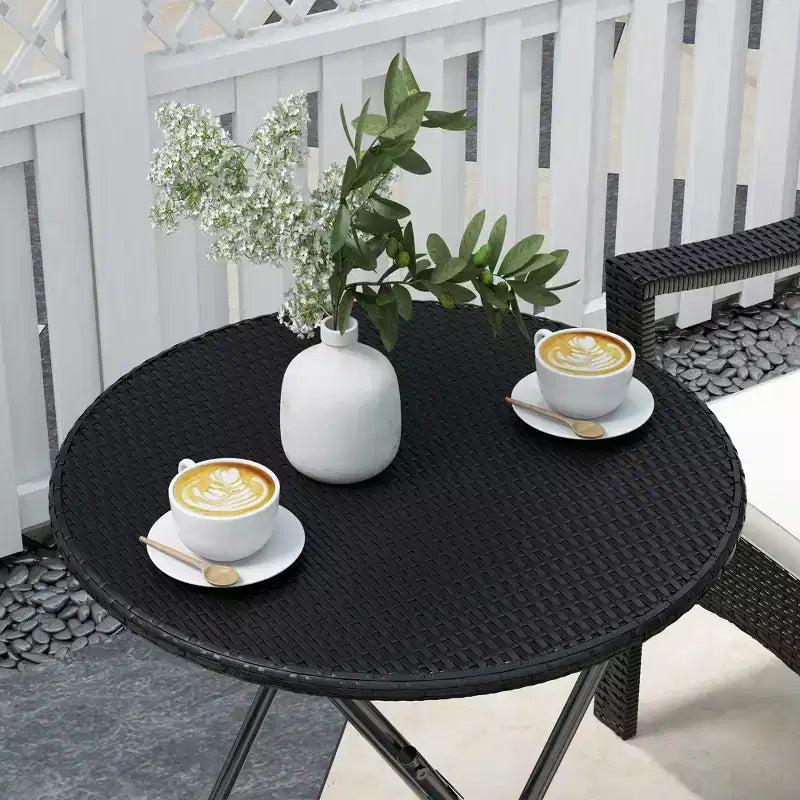 Outdoor Patio Wicker Bistro Furniture Set with Cushions, for Porch, Garden