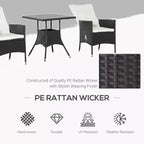 3 Piece Patio Bistro Set, PE Wicker Furniture Conversation Set w/ Tufted Cushion Reclining Chairs & Coffee Table