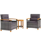 Outdoor Bistro Set Wicker Patio Furniture with Cushions for Porch, Garden