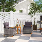 Outdoor Bistro Set Wicker Patio Furniture with Cushions for Porch, Garden