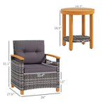 Outdoor Bistro Set Wicker Patio Furniture with Cushions for Porch, Garden