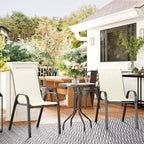 3 Pieces Bistro Set, Small Patio Furniture Set with Stackable Chairs and Glass Table for Backyard, Balcony