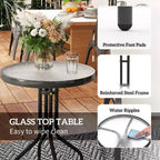 3 Pieces Bistro Set, Small Patio Furniture Set with Stackable Chairs and Glass Table for Backyard, Balcony