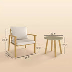 3 Piece Outdoor Bistro Set Effect Metal Patio Set with Wide and Deep Chairs, Round Table, Cushions