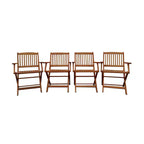 Foldable Patio Dining Set, 4 Folding Chairs, Indoor and outdoor universal, Teak