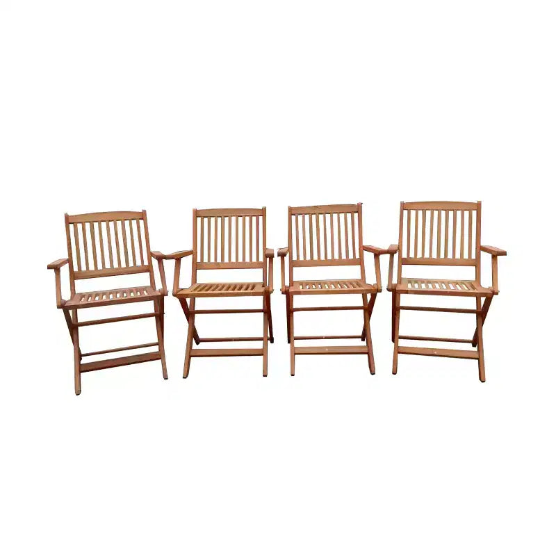 Foldable Patio Dining Set, 4 Folding Chairs, Indoor and outdoor universal, Teak
