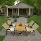 Multi-Function Foldable and Portable Dining Set, 1 Dining Table & 4 Folding Chairs, Indoor and outdoor universal ,Natural, For Children