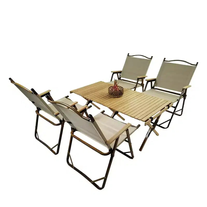 Multi-Function Foldable and Portable Dining Set, 1 Dining Table & 4 Folding Chairs, Indoor and outdoor universal ,Natural, For Children