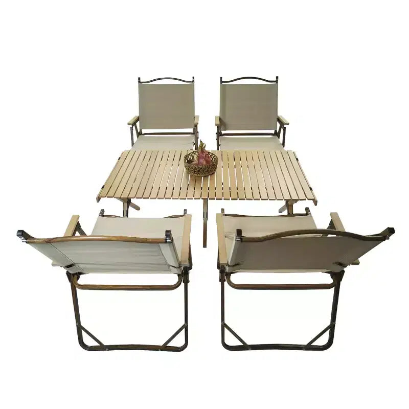 Multi-Function Foldable and Portable Dining Set, 1 Dining Table & 4 Folding Chairs, Indoor and outdoor universal ,Natural, For Children