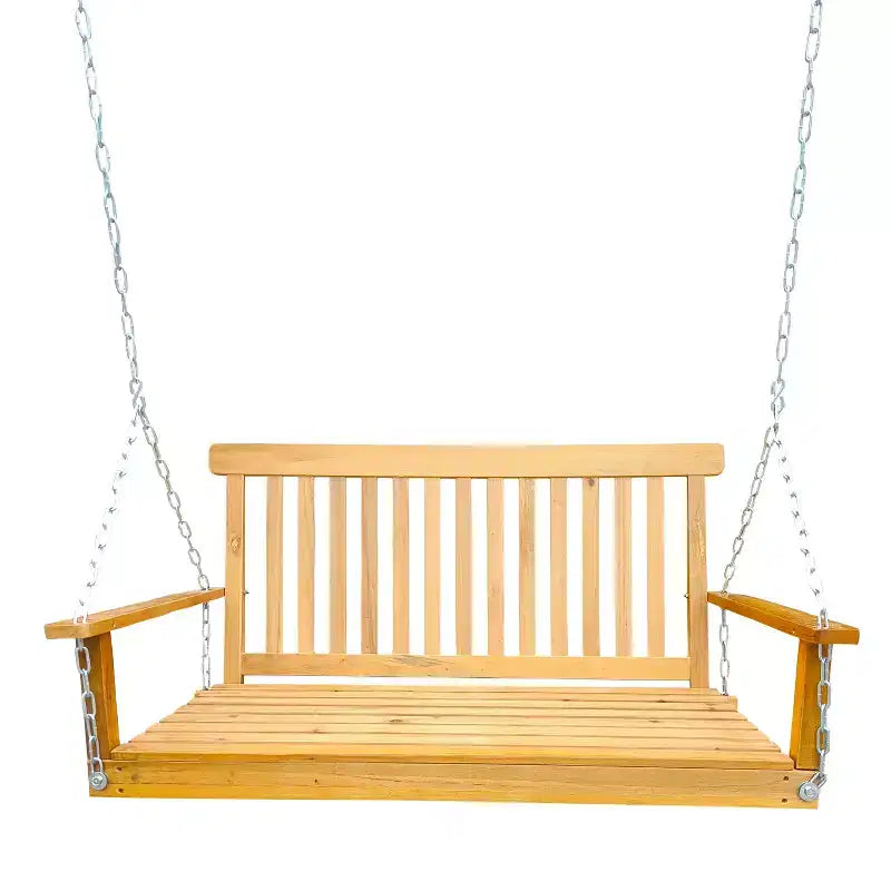 Front Porch Swing with Armrests, Wood Bench Swing with Hanging Chains,for Outdoor Patio ,Garden Yard, porch, backyard, or sunroom,Easy to Assemble