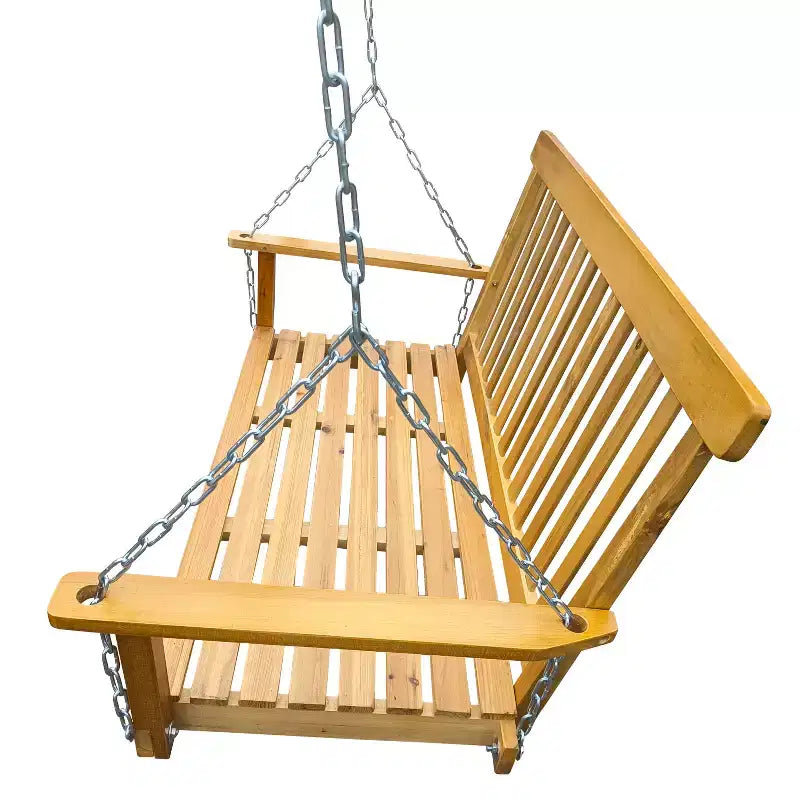 Front Porch Swing with Armrests, Wood Bench Swing with Hanging Chains,for Outdoor Patio ,Garden Yard, porch, backyard, or sunroom,Easy to Assemble