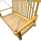 Front Porch Swing with Armrests, Wood Bench Swing with Hanging Chains,for Outdoor Patio ,Garden Yard, porch, backyard, or sunroom,Easy to Assemble