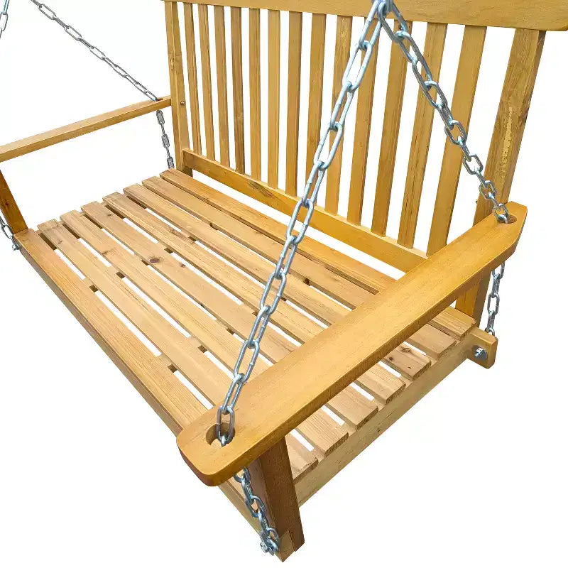 Front Porch Swing with Armrests, Wood Bench Swing with Hanging Chains,for Outdoor Patio ,Garden Yard, porch, backyard, or sunroom,Easy to Assemble