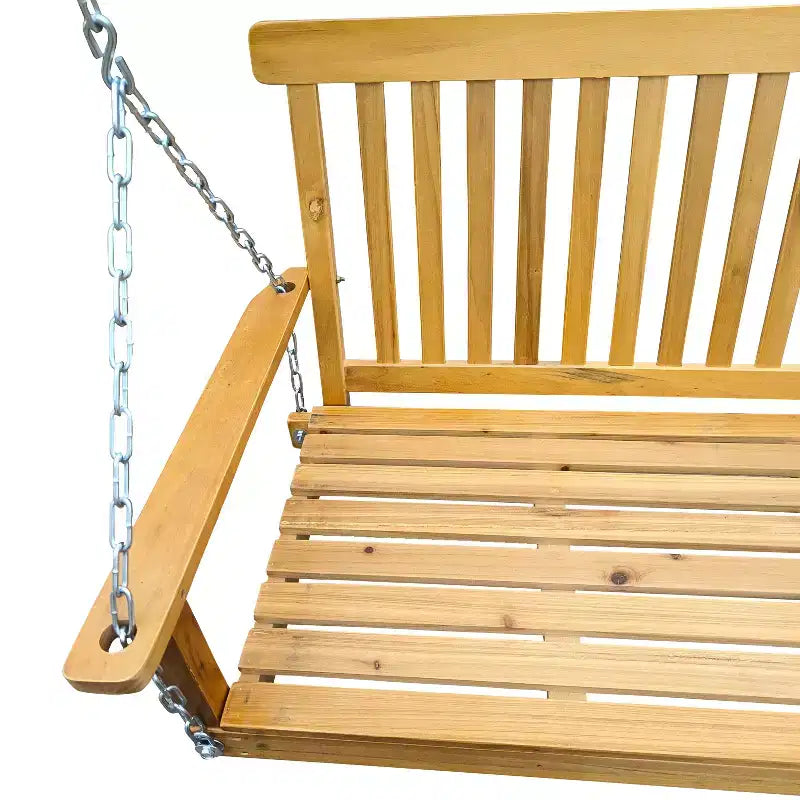 Front Porch Swing with Armrests, Wood Bench Swing with Hanging Chains,for Outdoor Patio ,Garden Yard, porch, backyard, or sunroom,Easy to Assemble