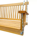 Front Porch Swing with Armrests, Wood Bench Swing with Hanging Chains,for Outdoor Patio ,Garden Yard, porch, backyard, or sunroom,Easy to Assemble