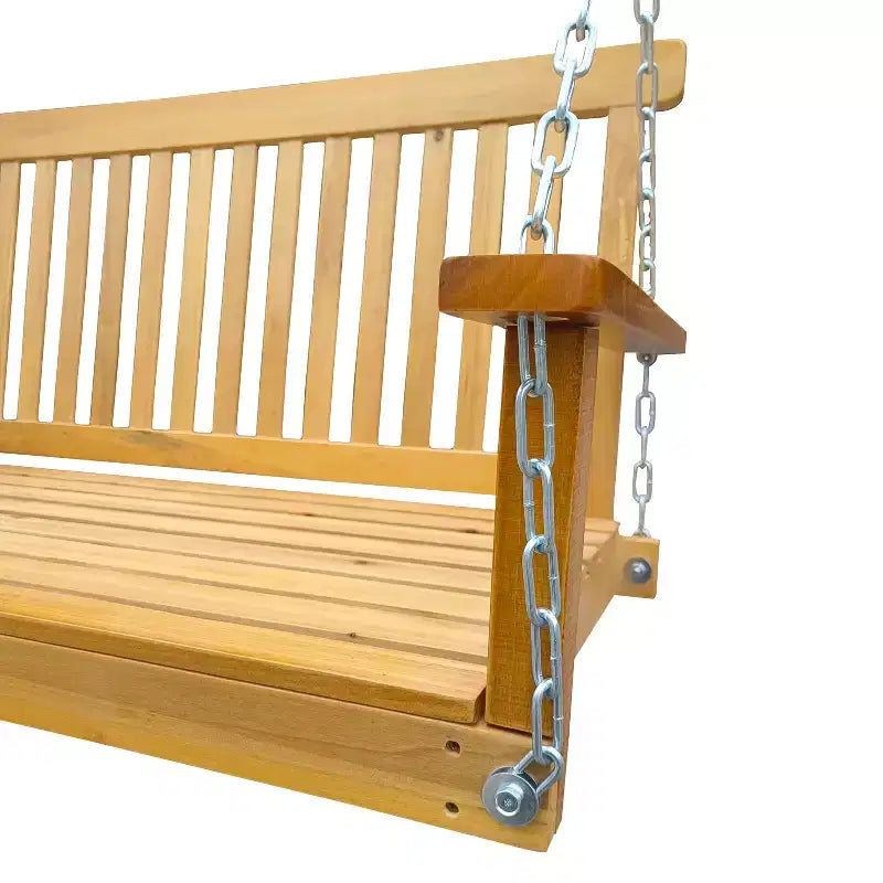 Front Porch Swing with Armrests, Wood Bench Swing with Hanging Chains,for Outdoor Patio ,Garden Yard, porch, backyard, or sunroom,Easy to Assemble