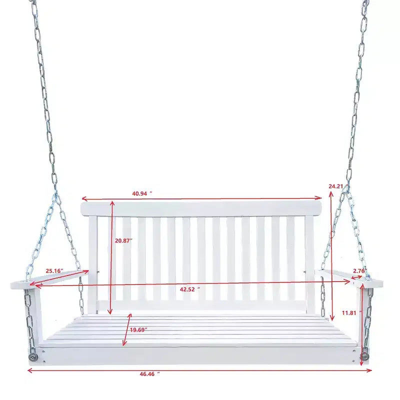 Front Porch Swing with Armrests, Wood Bench Swing with Hanging Chains,for Outdoor Patio ,Garden Yard, porch, backyard, or sunroom,Easy to Assemble