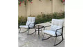 Rocker Set Chair and Outdoor Patio Bistro Set with Metal Frame and Waterproof Cushions for Porch, Backyard, and Poolside Off White