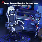 RSPGAME Basic Ergonomic Gaming Chair for Adults, PU Leather Office Chairs with Vibration Lumbar Support and Retractable Footrest, Home Computer Chairs