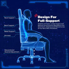 RSPGAME Basic Ergonomic Gaming Chair for Adults, PU Leather Office Chairs with Vibration Lumbar Support and Retractable Footrest, Home Computer Chairs