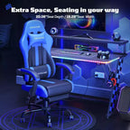 RSPGAME Basic Ergonomic Gaming Chairs for Adults, PU Leather Office Chairs with Lumbar Support, Pocket Spring Cushion and Retractable Footrest